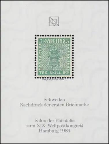 Sonderdruck Schweden Nr. 1 Neudruck Salon Hamburg 1984 FAKSIMILE