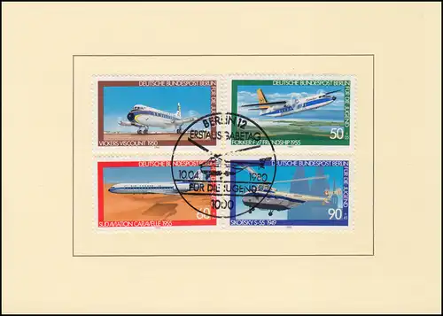 617-620 Aéronautique 1980, phrase dans la carte pliante Fondation Marques de jeunesse ESSt BERLIN