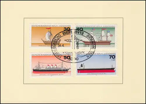 544-547 Navires 1977, jeu dans la carte pliante Fondation Marques de jeunesse ESSt BERLIN