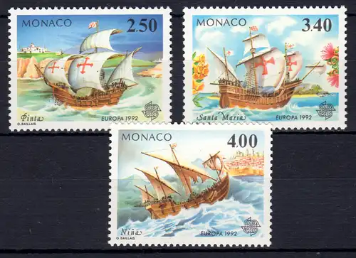 Europaunion 1992 Monaco 2070-2072, 3 Werte, Satz ** / MNH