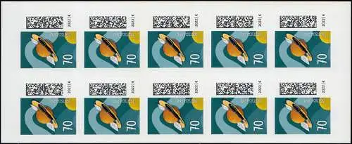 FB 119b Lettre en orbite 70 centimes, feuille 10x3678, 1620 20156, **