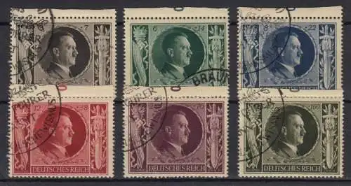 844-849 Geburtstag-Satz 1943 mit SSt BRAUNAU - BANNT DEN BOLSCHEWISMUS