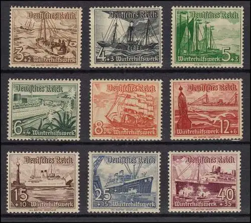 651  forêts navires 1937 - 9 valeurs ensemble ** les deux valeurs maximales BPP vérifiées