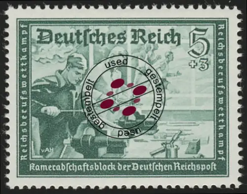 704 Kameradschaftsblock 5+3 Pf, gestempelt O