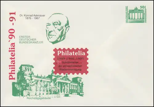 PU 17 Philatelia 1990-91, Reichstagsbähme, Konrad Adenauer, **