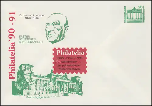 PU 17 Philatelia 1990-91, Reichstagsgebäude, Konrad Adenauer, **