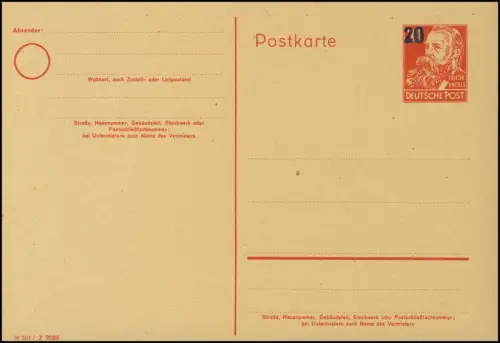 P 42/02 Bebel 20 sur 30 Pf, DV M 301 Z 7085, ** frais de port