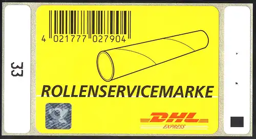 No de catalogue 2: marque de service de roulette 2004, DHL EXPRESS, Posthornhologramme, **