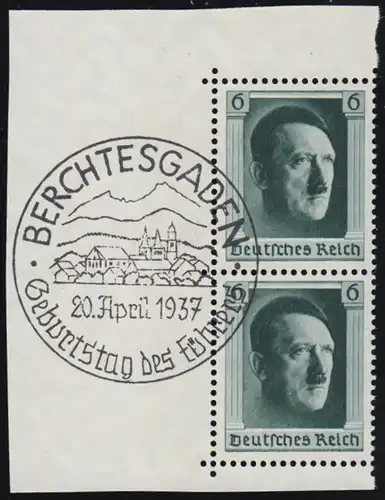 646 im Paar aus Block 7 mit passendem SSt BERCHTESGADEN 20.4.1937
