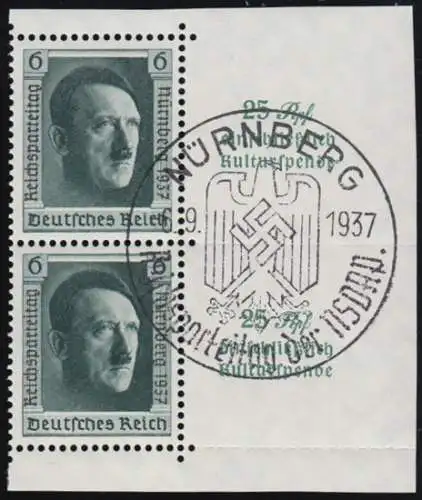 650 im Paar aus Block 11 mit SSt NÜRNBERG Reichsparteitreffen 6.9.1937