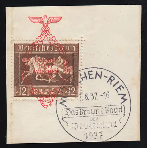 649 aus Block 10 Das Braune Band 1937 auf Briefstück ESSt MÜNCHEN-RIEM 1.8.37