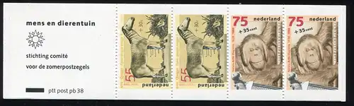 Carnets 39 timbres d'été avec PB 38, zone de texte lignes rouges en haut à gauche, **