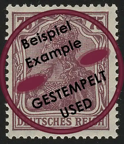 148II Germania 75 Pf Drucktype II, O geprüft