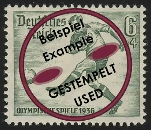 611 Olympische Sommerspiele 6+4 Pf Fußballspieler, gestempelt O