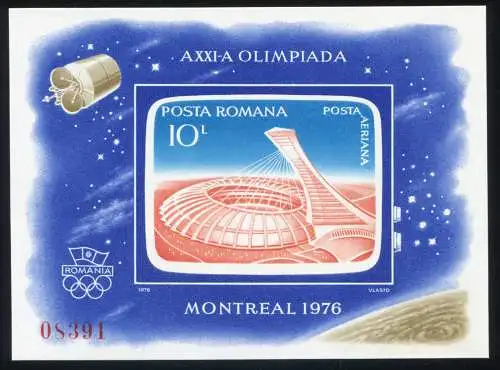 Roumanie Block 136 Sommerolympiade Stadium de Montréal 1976, ** / MNH