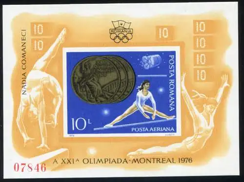 Rumänien Block 138 Sommerolympiade Montreal Turnen 1976, ** / MNH