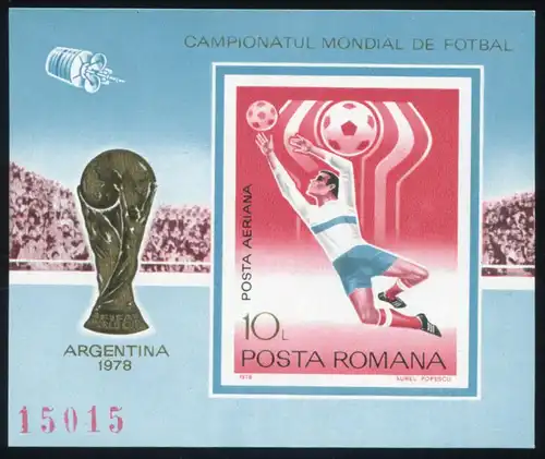 Roumanie Block 150 Coupe du Monde Argentine gardien de but 1978, ** / MNH