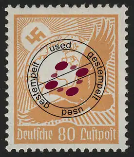 536x Flugpostmarke 1934 80 Pf O