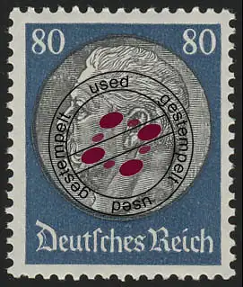 527X Hindenburg-Medaillon 80 Pf, gestempelt O