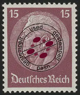 520X Hindenburg-Medaillon 15 Pf, gestempelt O
