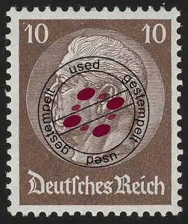 486 Hindenburg 10 Pf. WZ Waffeln, gestempelt O