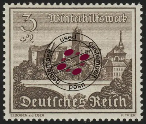 730 Winterhilfswerk Bauwerke 3 Pf, gestempelt O