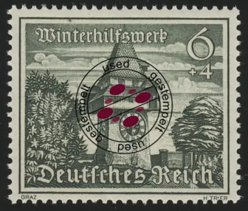 733 Winterhilfswerk Bauwerke 6 Pf, gestempelt O
