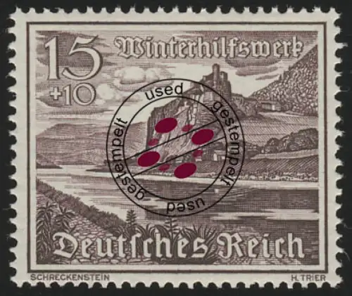 736 Winterhilfswerk Bauwerke 15 Pf, gestempelt O