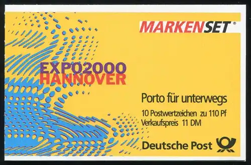39II MH EXPO 2000 - orange und schwarze Schneidemarkierung, SSt BERLIN 31.12.99