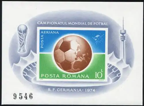 Rumänien Block 115 Fußball-WM München 1974, ** / MNH