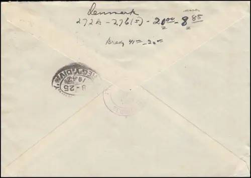 Danemark couverture U 52 chiffres 5+10 Öre Kz.62 lettre R Virum / HELLERUP 9.8.47