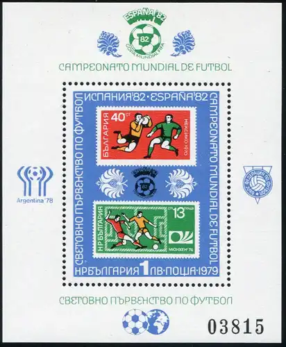 Bulgarien Block 97 FIFA Fußball-WM Spanien 1982, ** / MNH