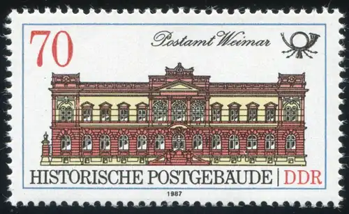 3069 Bâtiment postal 70 Pf: interrompu avec PLF lignes de bordure, case 37, **
