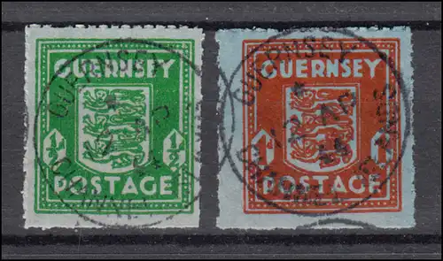 Kanalinseln - Guernsey 4-5 Wappen 1942, Satz mit Voll-Stempel, geprüft Möhle BPP