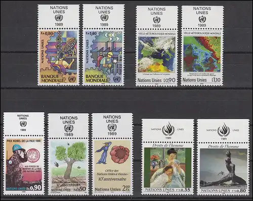 173-181 Nations unies Genève année 1989 complète - avec TAB, frais de port
