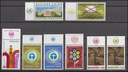 22-29 UNO Genf Jahrgang 1972 komplett - mit TAB, postfrisch