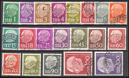 380-399 Heuss I, Satz komplett, gestempelt, bis auf die 60er alle BPP-geprüft