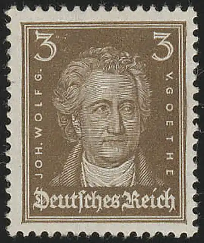 385 têtes célèbre allemand 3 Pf Goethe dklbraun **
