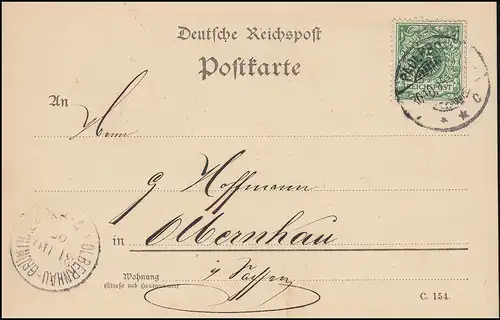 46 paragraphe 5 Pf sur carte postale PADERBORN 30.10.1895 vers OLBERNHAU-GRUNTHAL 31.10.