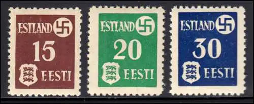 Estland/Deutsche Besetzung, Nr. 1-3y, dünneres Papier, Satz postfrisch **