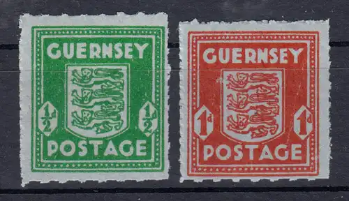 Îles Anglo - Guernesey 4-5 armoiries sur papier bleu gris, ensemble ** frais de port