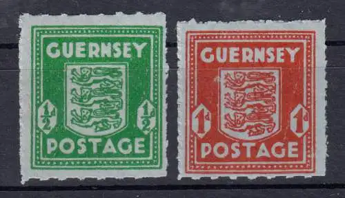 Kanalinseln - Guernsey 4-5 Wappen auf graublauem Papier, Satz postfrisch **