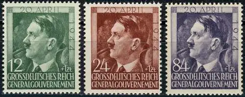 117-119 Geburtstag Hitler 1944, Satz komplett, postfrisch **