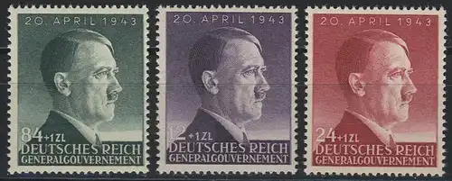 101-103 Geburtstag Hitler 1943, Satz komplett ** postfrisch