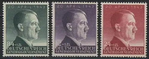 101-103 Geburtstag Hitler 1943, Satz komplett, postfrisch **