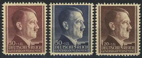 89-91 Geburtstag Hitler 1942, Satz komplett ** postfrisch