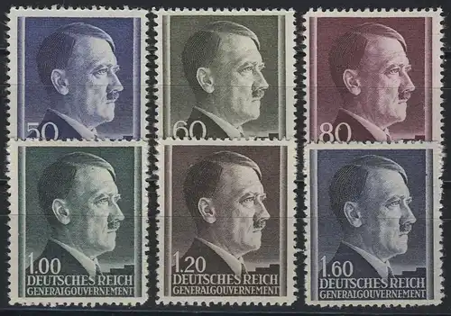 83-88A Hitler 1941, 6 valeurs, en plus de la dent, ensemble kpl. ** post-fraîchissement