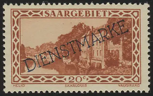 Saargebiet 24 Dienstmarke 20 Cent ** postfrisch