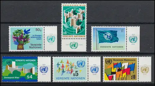 1-6 UNO Wien Jahrgang 1979 komplett - mit TAB, postfrisch **