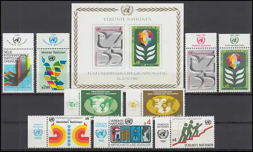 7-15 UNO Wien Jahrgang 1980 komplett - mit TAB, postfrisch **